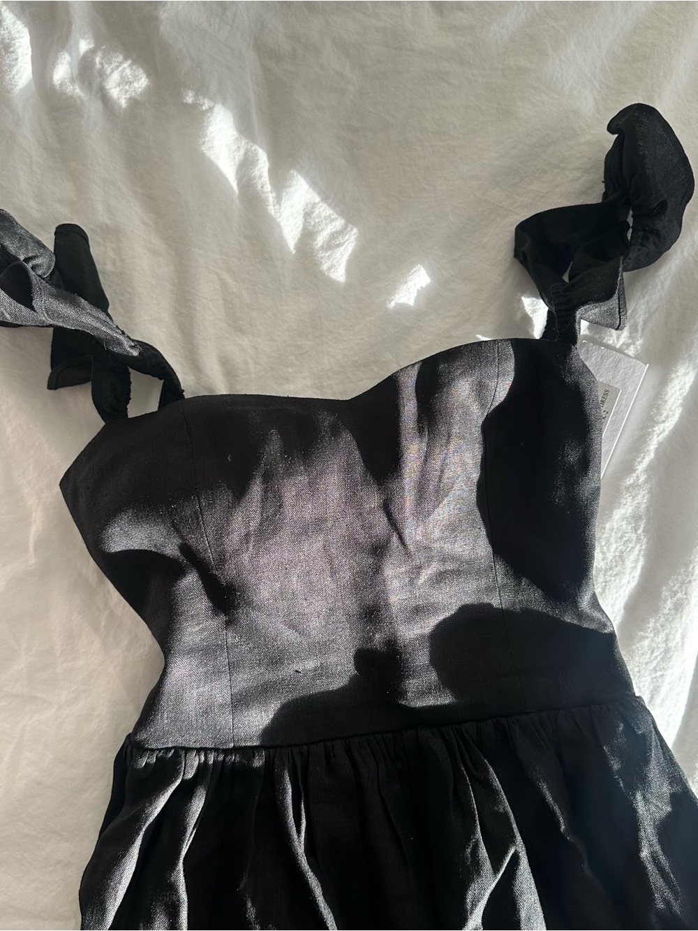Reformation Linen Black Ruffle-Strap Maxi Dress - Picture 6 of 7